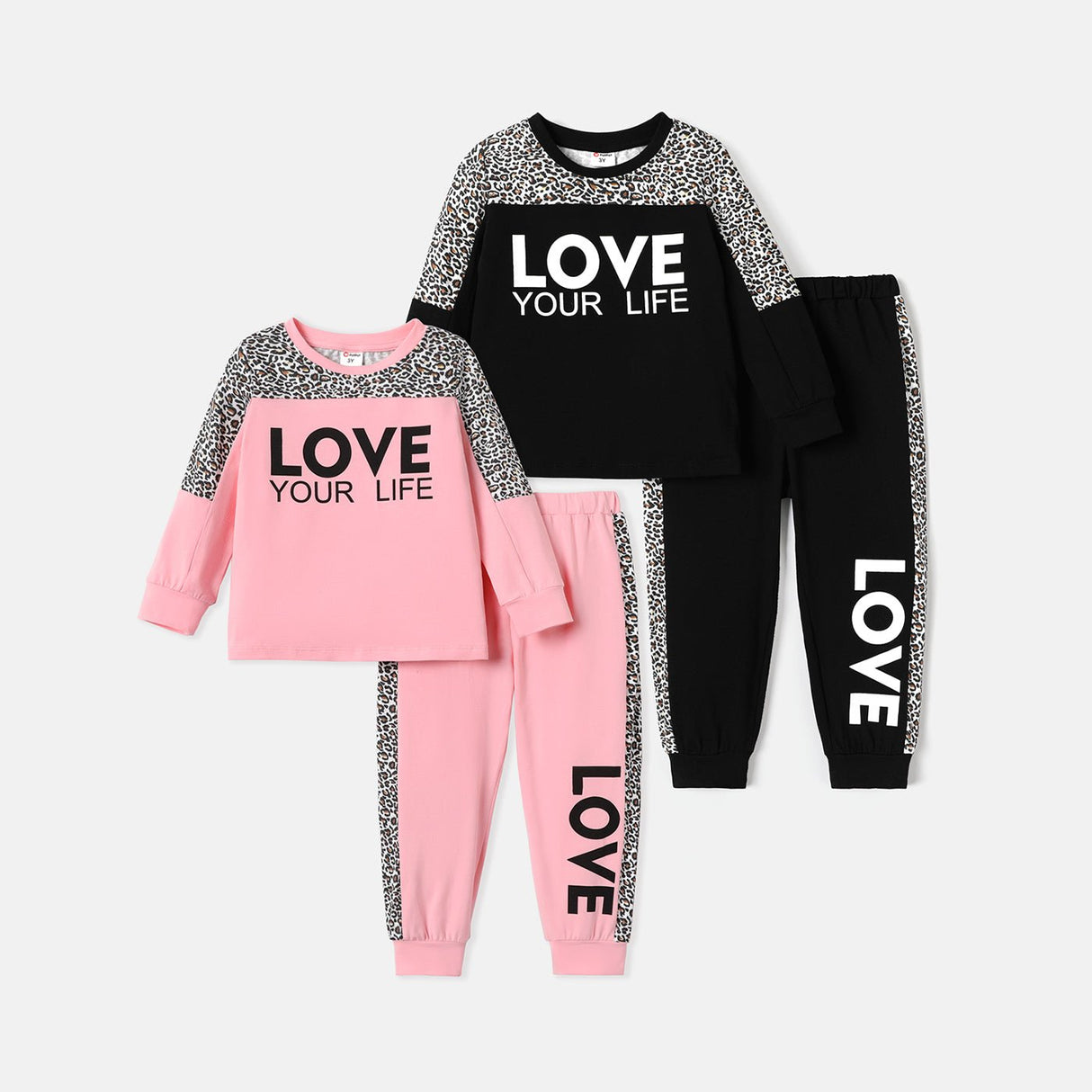 2pcs Toddler Girl Naia Letter Leopard Print Sweatshirt and Pants Set - MomYom PK
