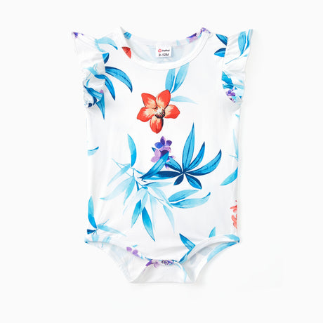 Mommy and Me Matching Flower Floral Drawstring Side Short Sleeves Tops