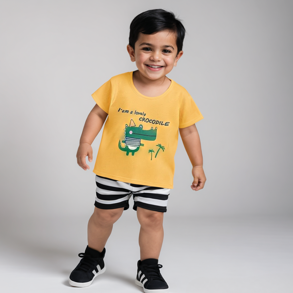 Summer Set - Croc tee with stripe shorts