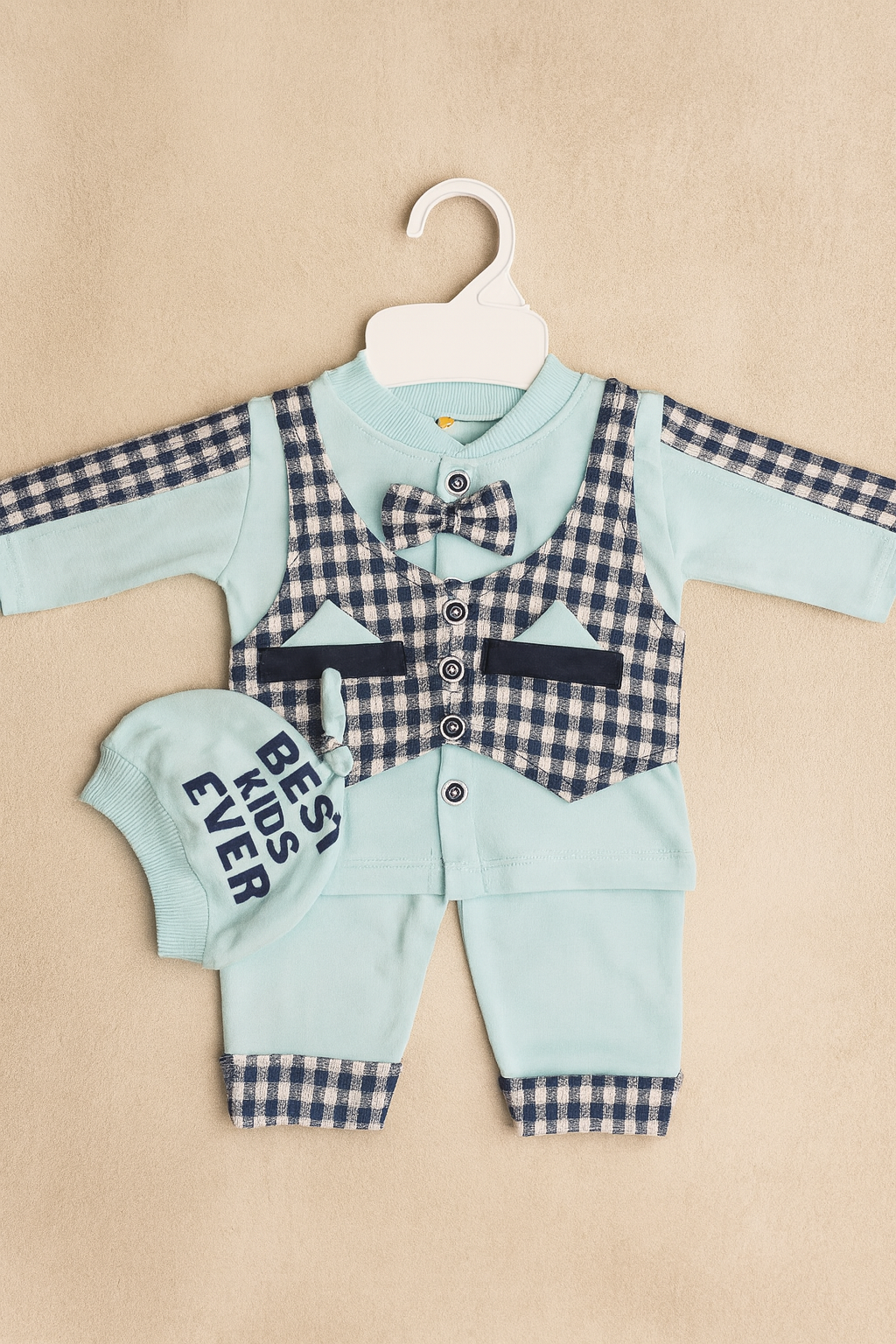 Baby Gentleman Style Outfit with Bow Tie & Hat