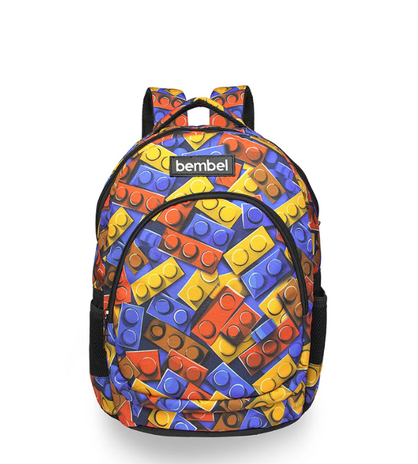 Bembel 16 Inch Blocks Premium School Backpack for Kids – Spacious, Durable & Comfortable with Laptop Sleeve (100275)