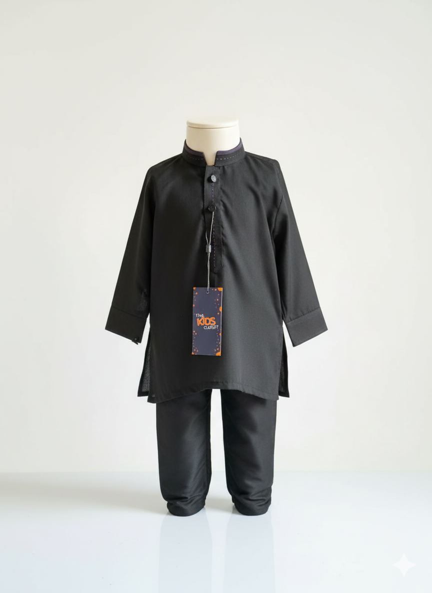 Boys Black Kurta Pajama Set – Classic Kids Ethnic Wear