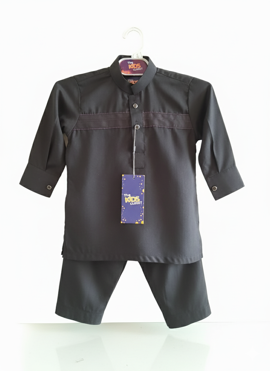 Boys Black Kurta Pajama Set – Premium Kids Traditional Outfit