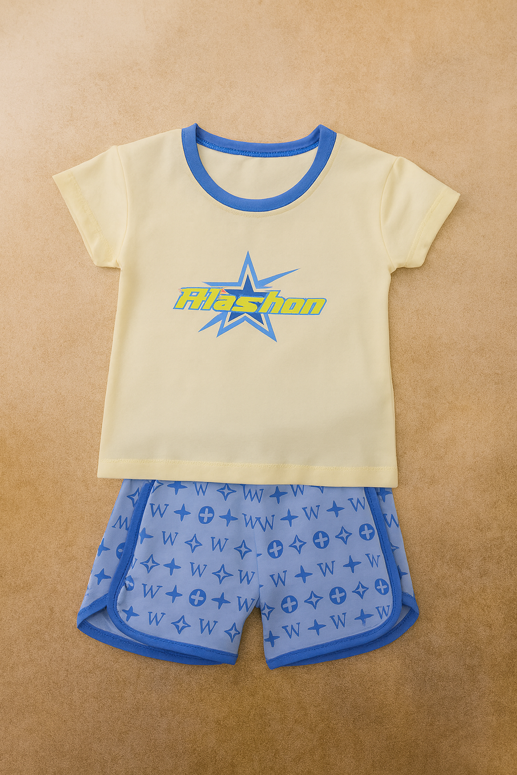 Boys Yellow Flash Star T-Shirt & Printed Shorts Set