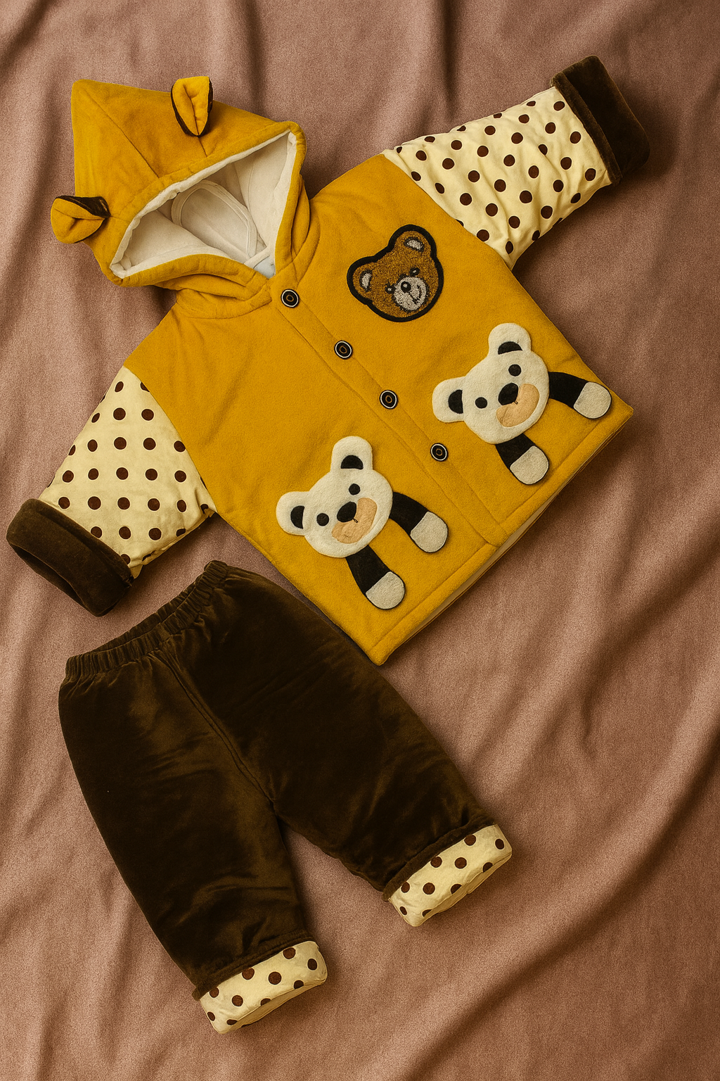 Polka Dot Teddy Bear Winter Outfit