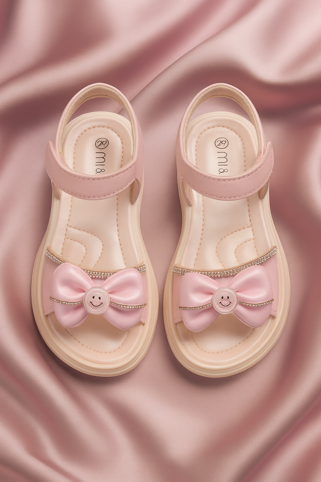 Kids Bow Sandals with Glitter Strap Cute Dress Sandals