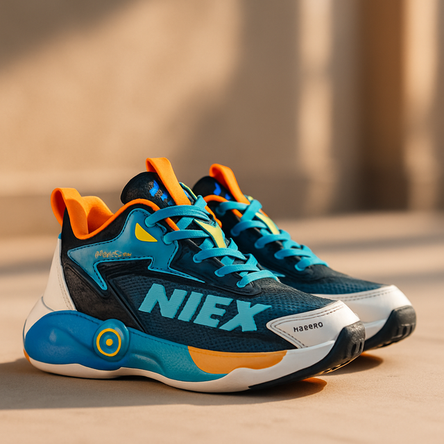 Kids Sport Sneakers with Bold Side Print & Color Pop Design