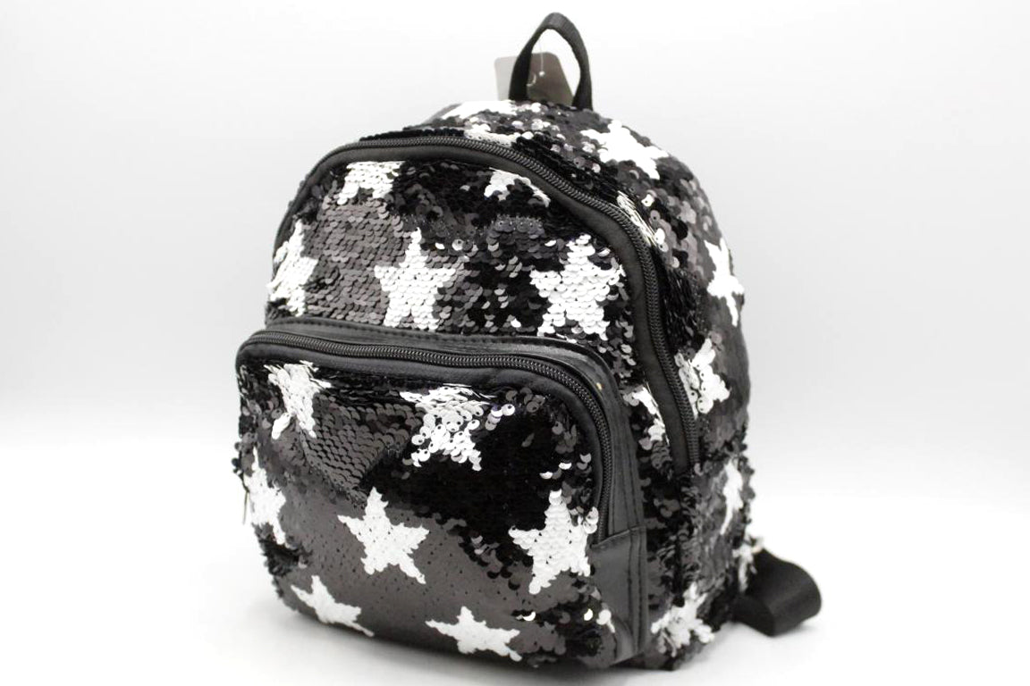 Star Sequins Small Backpack Bag Black (K03)
