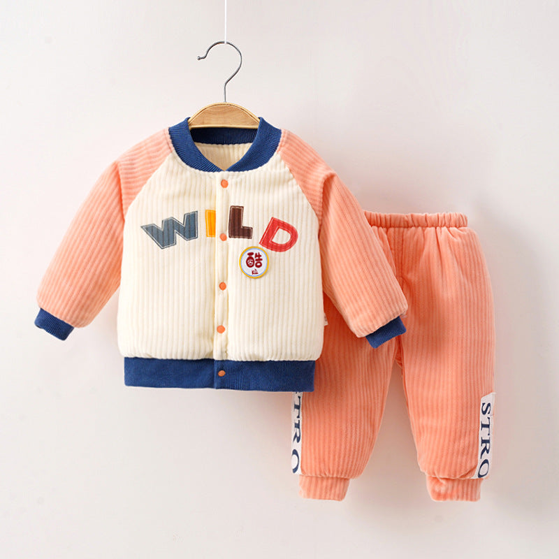 Unisex Baby Flannel 2pcs Winter Suit