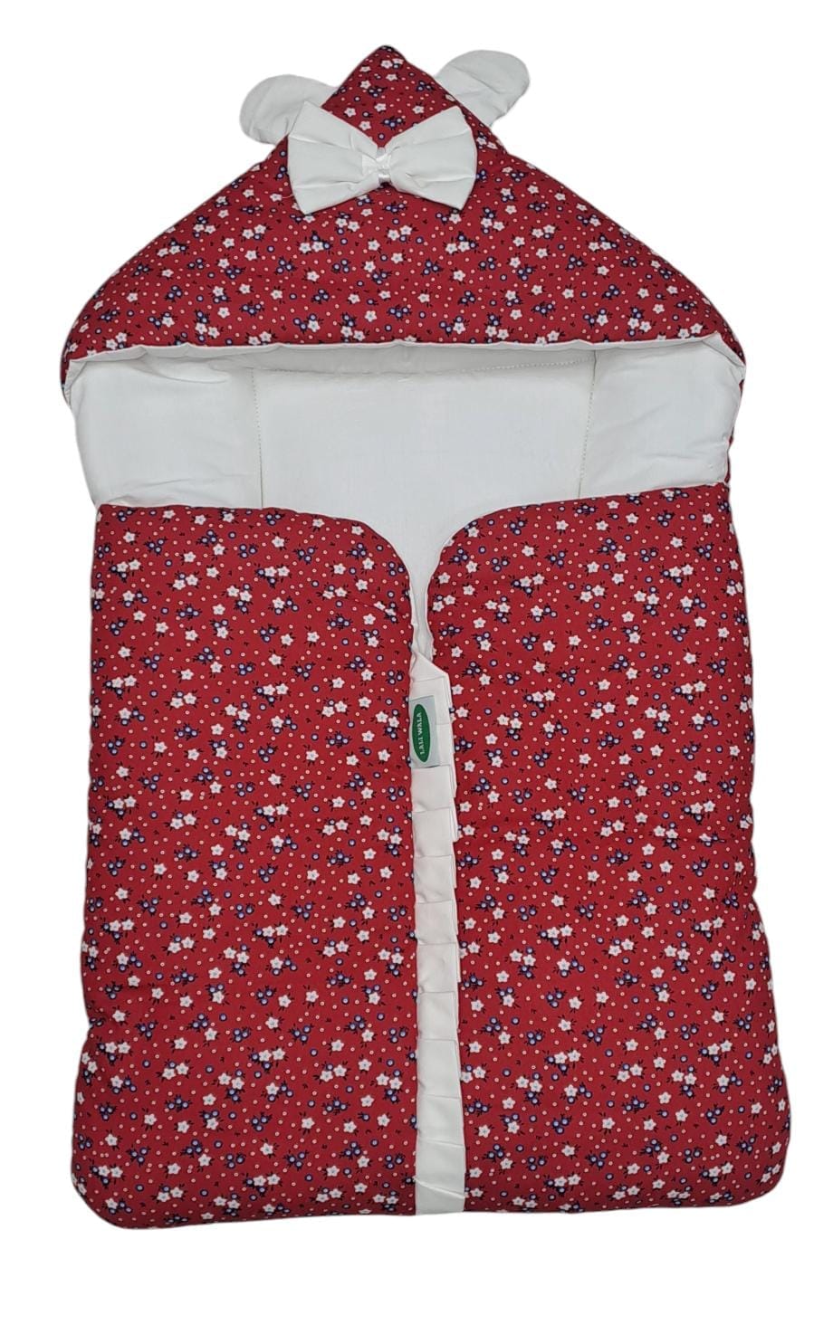 Baby Carry Nest Red Floral Print with Bow Hood