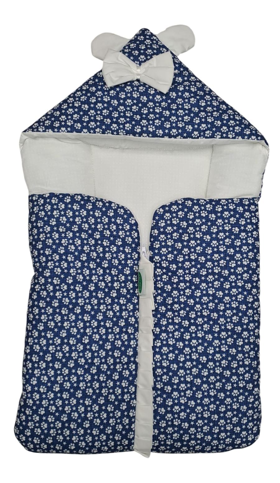 Baby Carry Nest Blue Paw Print with Bow Hood