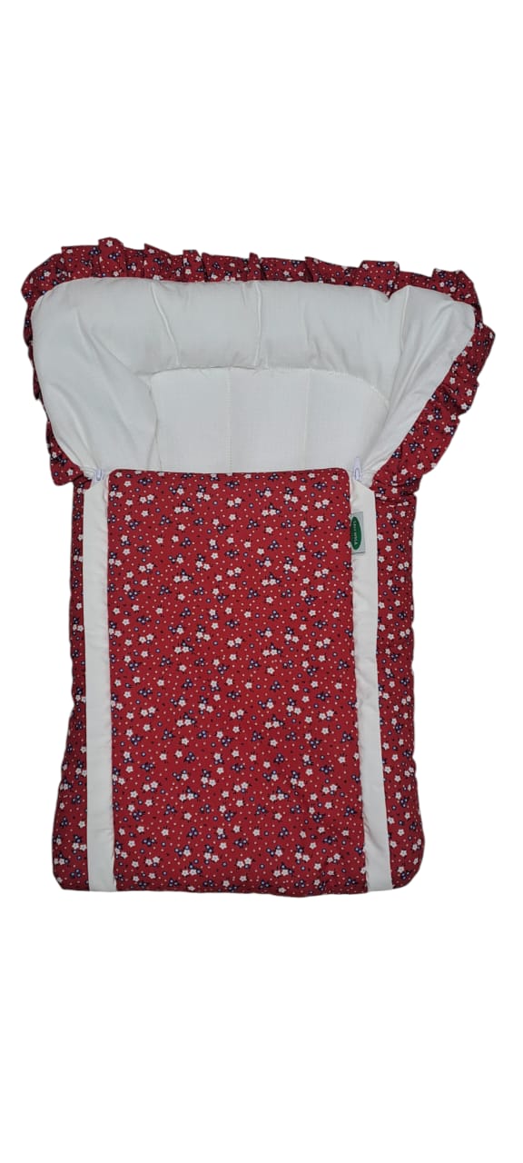 Baby Carry Nest Red Floral Print with Frill Edges