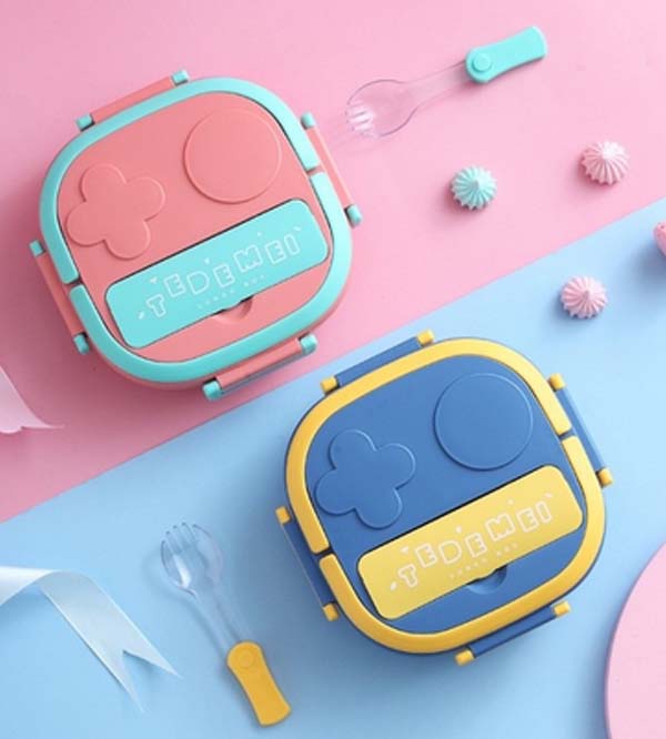 Lunch Box Stainless Steel With Partition & Spoon (6122)