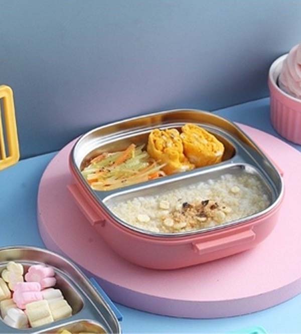 Lunch Box Stainless Steel With Partition & Spoon (6122)