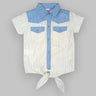 Light Denim Accent Tie-Front Short-Sleeve Shirt