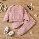 2pcs Baby Boy/Girl Solid Long - sleeve Imitation Knitting Set - MomYom PK