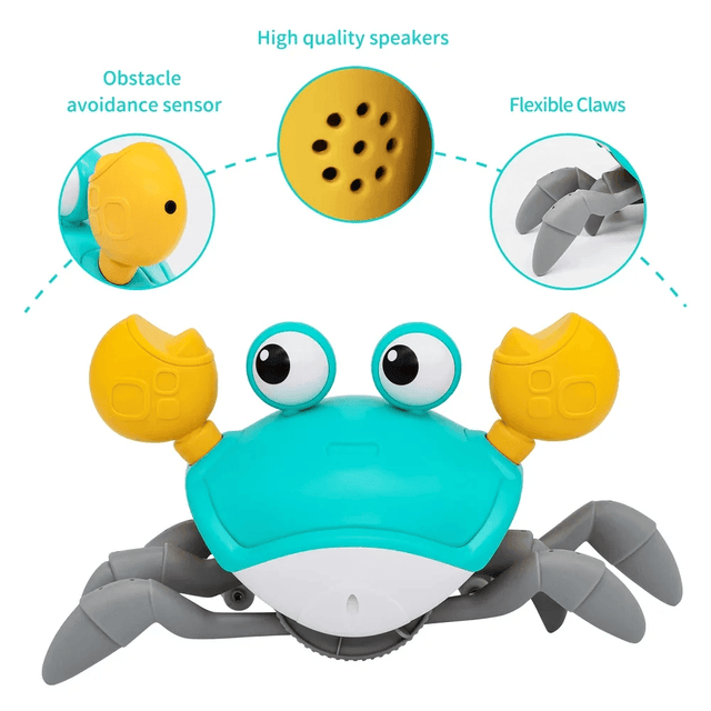 Musical Crawling Crab Toy With Obstacle Avoidance Sensor - Help Baby Crawl