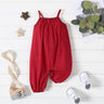 100% Cotton Baby Girl Loose - fit Solid Sleeveless Spaghetti Strap Harem Pants Overalls - MomYom PK