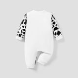 100% Cotton Cow Print Long - sleeve White Baby Jumpsuit - MomYom PK