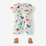 100% Cotton Dinosaur Print Short - sleeve Grey Baby Romper - MomYom PK