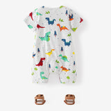 100% Cotton Dinosaur Print Short - sleeve Grey Baby Romper - MomYom PK