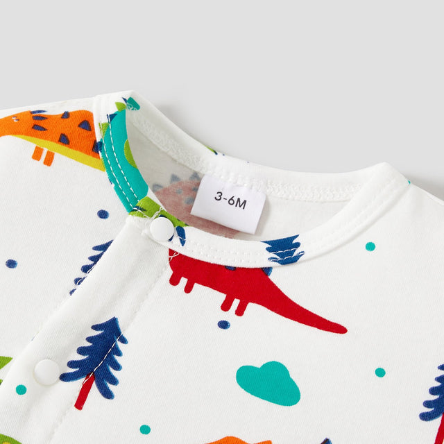 100% Cotton Dinosaur Print Short - sleeve Grey Baby Romper - MomYom PK