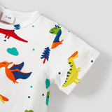 100% Cotton Dinosaur Print Short - sleeve Grey Baby Romper - MomYom PK