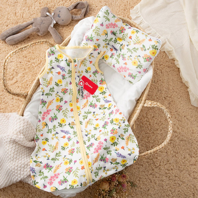 100% Cotton Floral Print Zip Up Sleeveless Baby Sleeping Bags / Pillow / Swaddling Blanket - MomYom PK