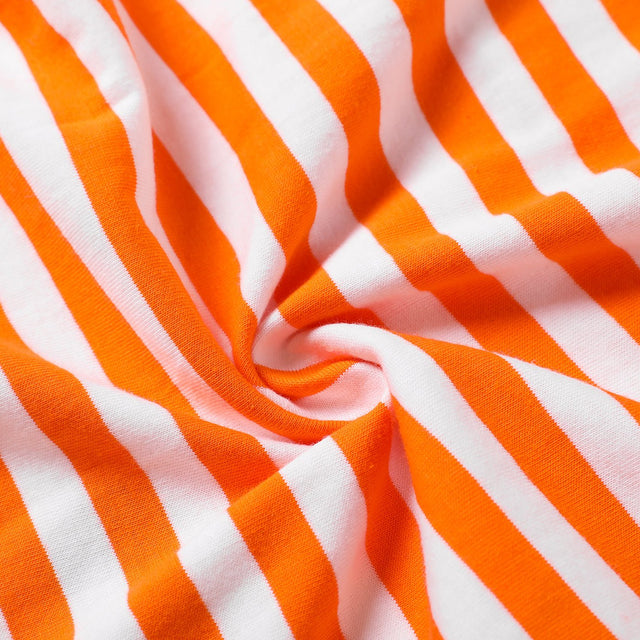 100% Cotton Fox Stripe Print Short - sleeve Orange Baby Romper - MomYom PK