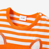 100% Cotton Fox Stripe Print Short - sleeve Orange Baby Romper - MomYom PK