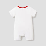 100% Cotton Letter and Rainbow Print Short - sleeve White Baby Romper - MomYom PK