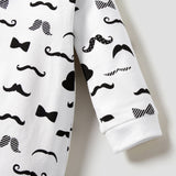 100% Cotton Moustache Pattern Bow Tie Decor Long - sleeve Baby Jumpsuit - MomYom PK