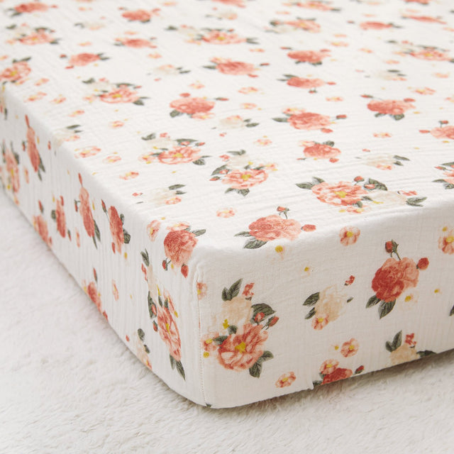 100% Cotton Muslin Baby Floral Pattern Crib Sheet - MomYom PK