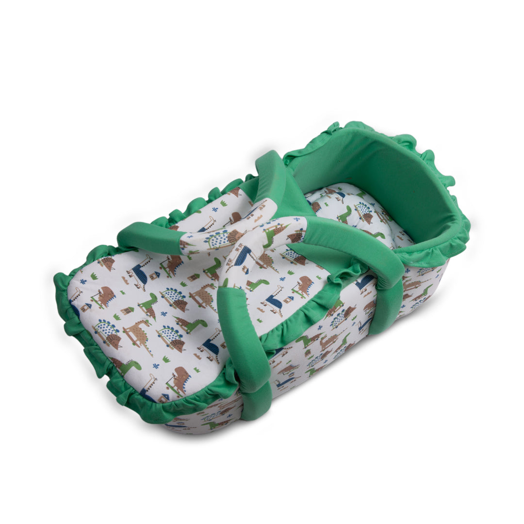 Baby Moses Basket - Green Dinosaur Theme