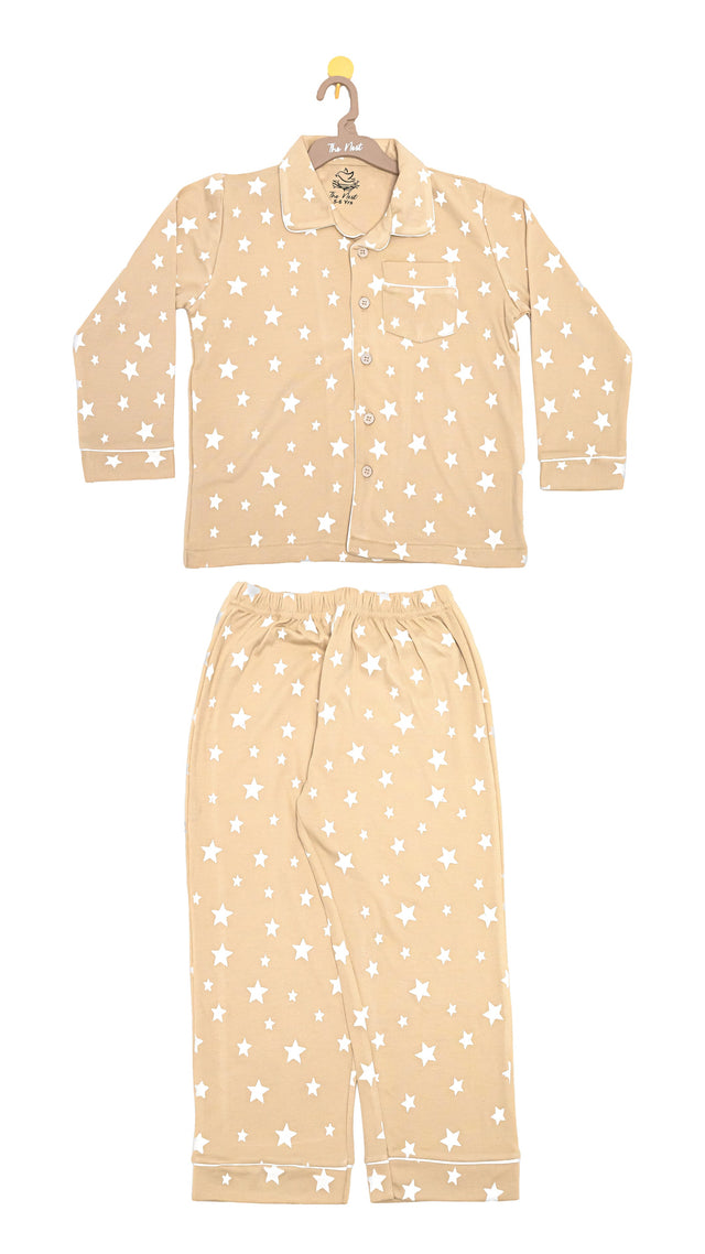 Cream Starry 2-piece button-down Pyjama set
