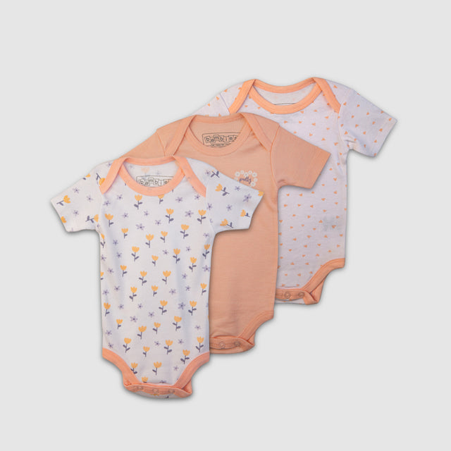 Peach Blossom Baby Bodysuit Set