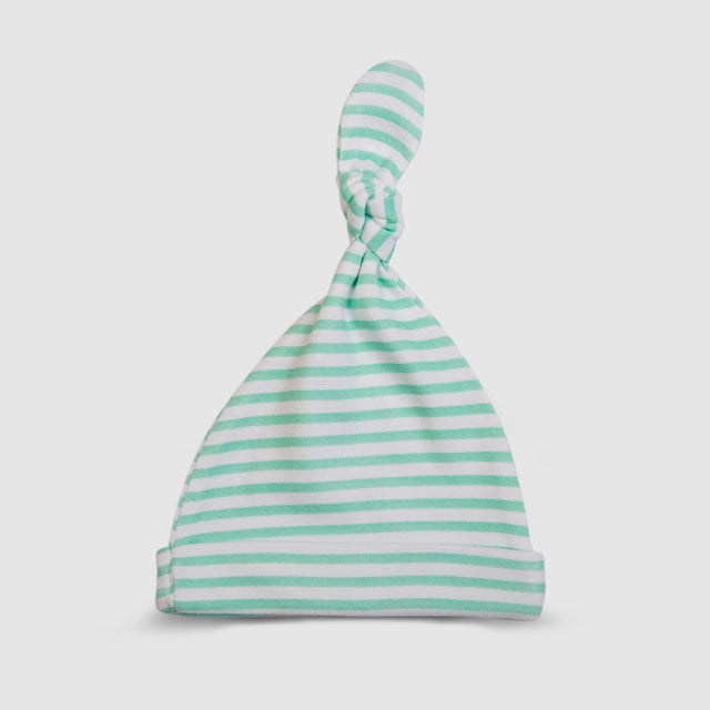 Green Striped Knotted Baby Hat