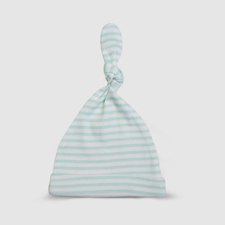 Green Striped Knotted Baby Hat