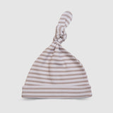 Beige Striped Knotted Baby Hat