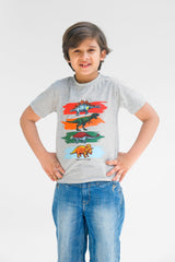 Kings of the Land Half Sleeves T-shirts for Kids - Grey