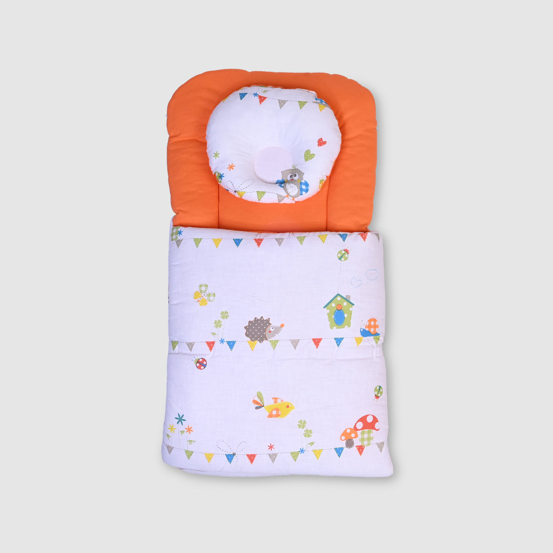 Baby Bedding Set - Orange with Fun Animals