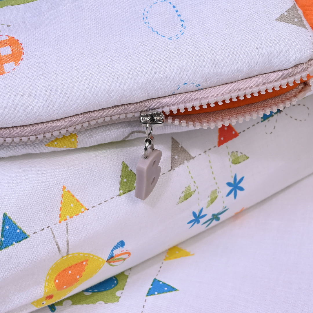 Baby Bedding Set - Orange with Fun Animals