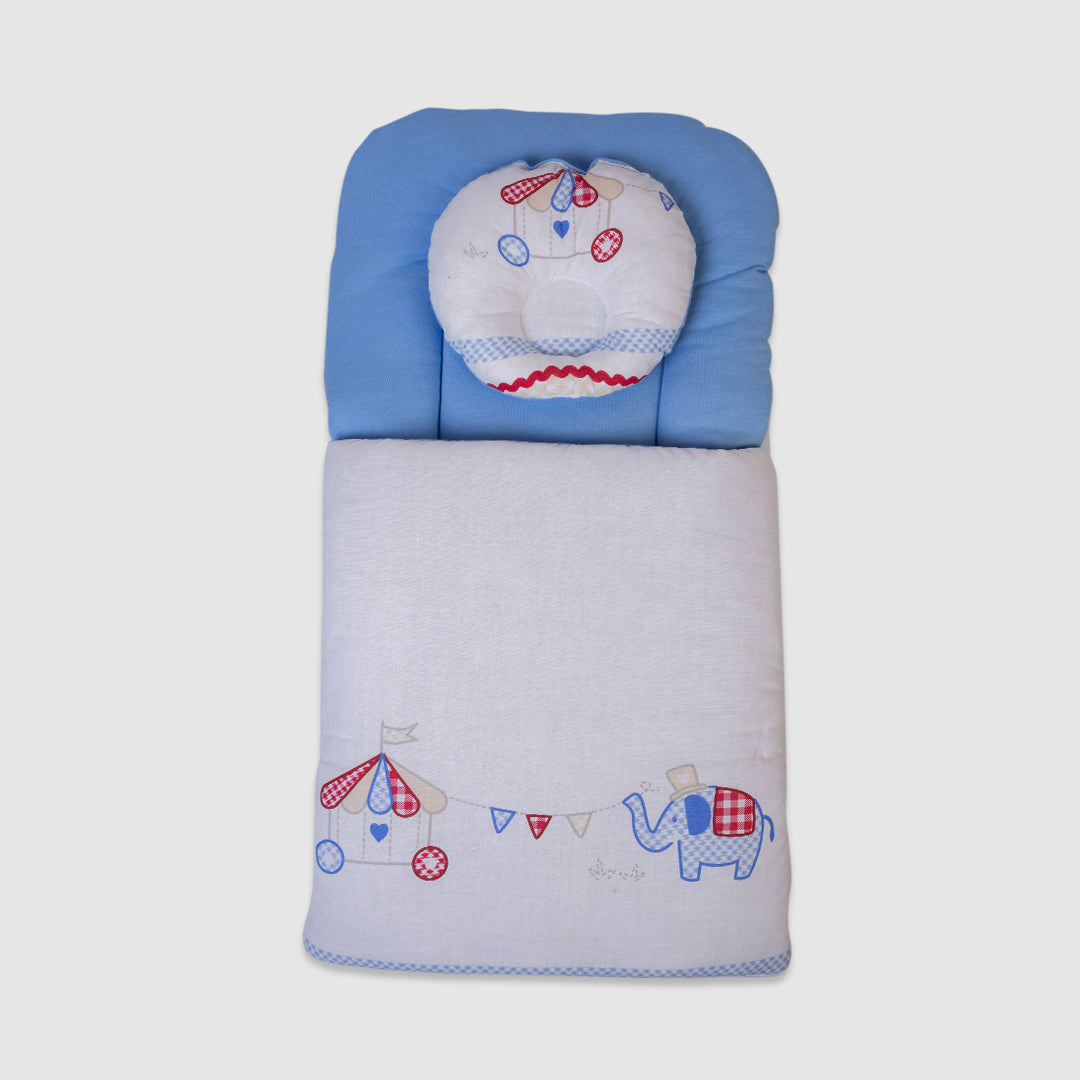 Baby Bedding Set - Blue with Elephant Design