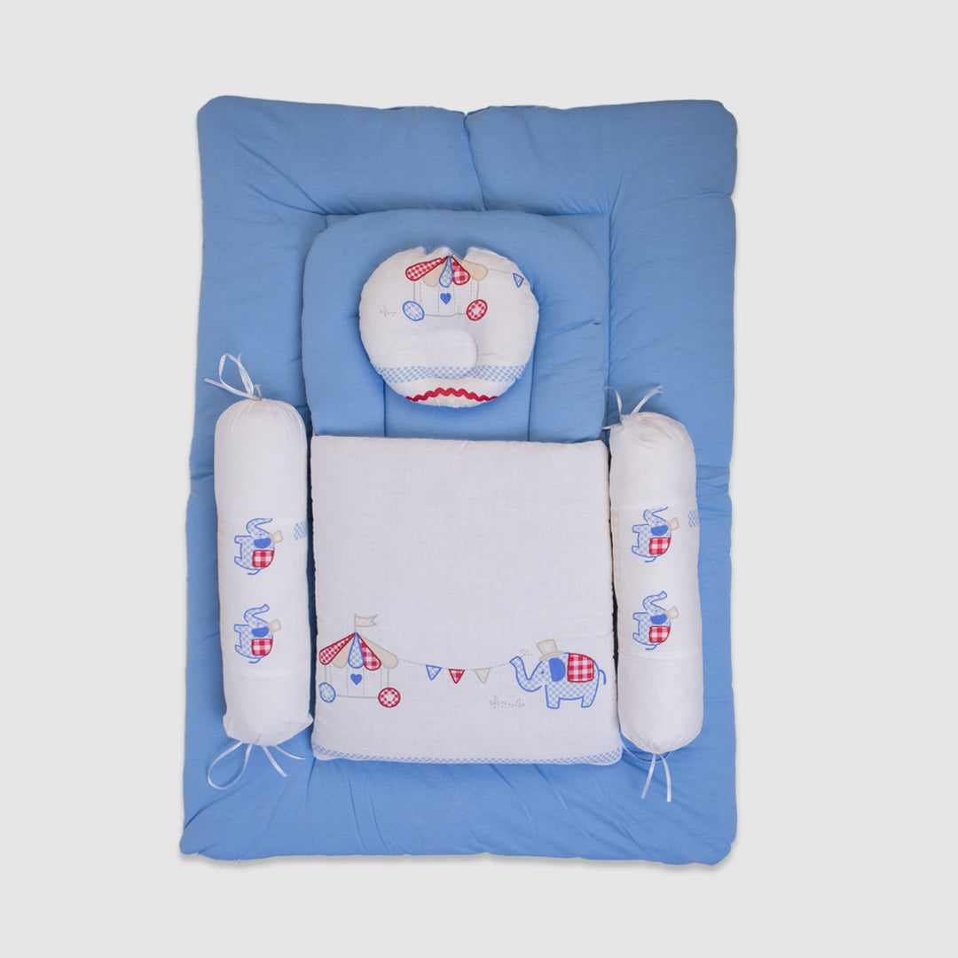 Baby Bedding Set - Blue with Elephant Design