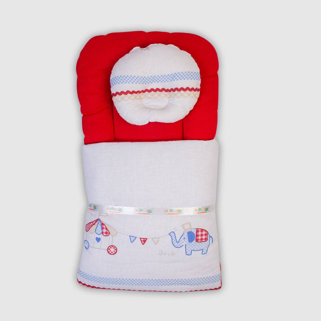 Baby Bedding Set - Red with Elephant Design