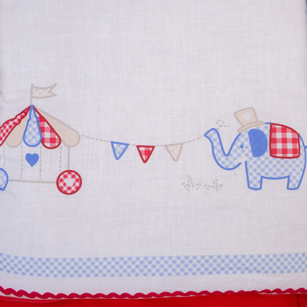 Baby Bedding Set - Red with Elephant Design