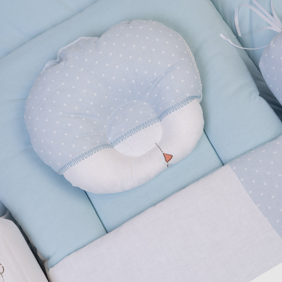Baby Bedding Set - Sky Blue with Teddy Bear Design