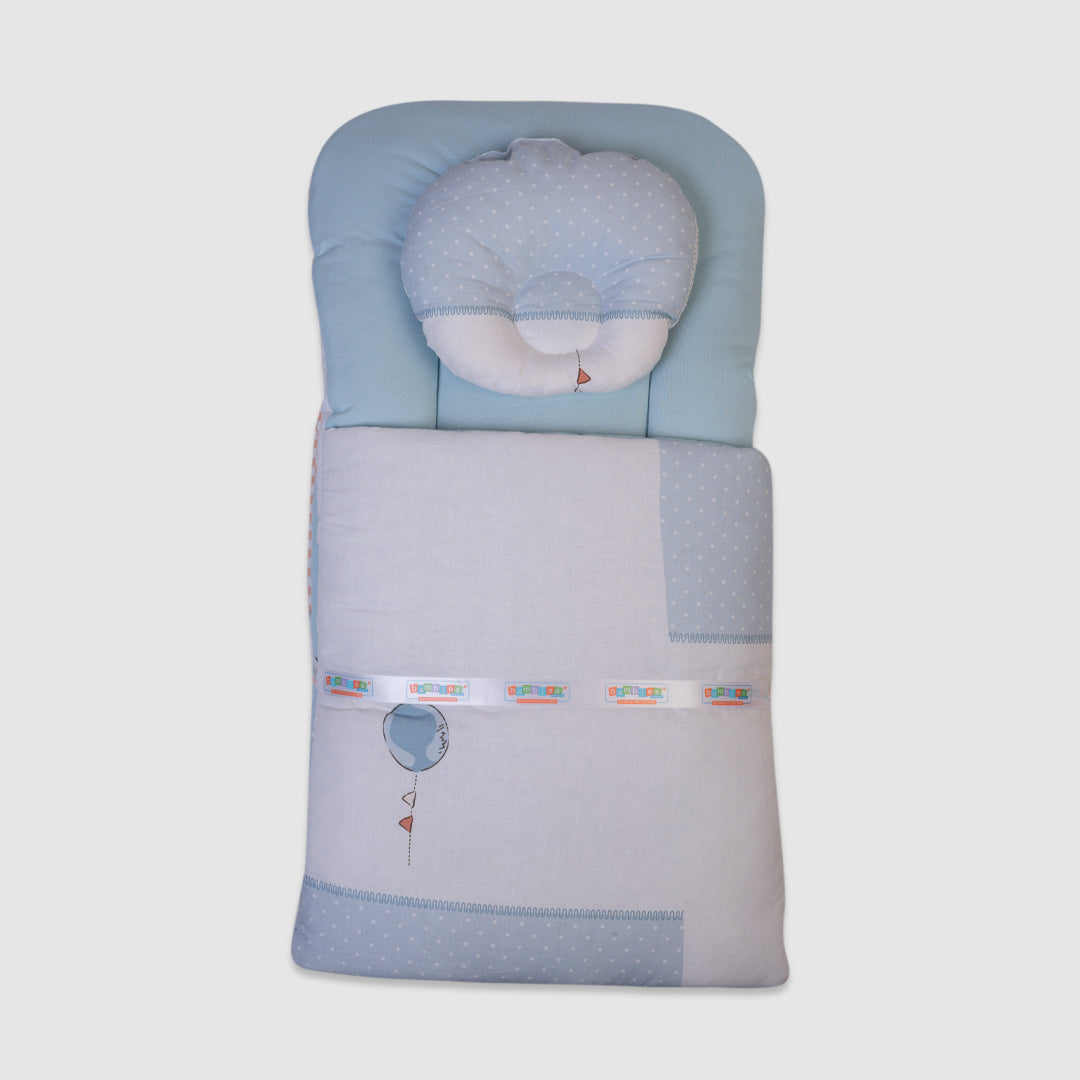 Baby Bedding Set - Sky Blue with Teddy Bear Design