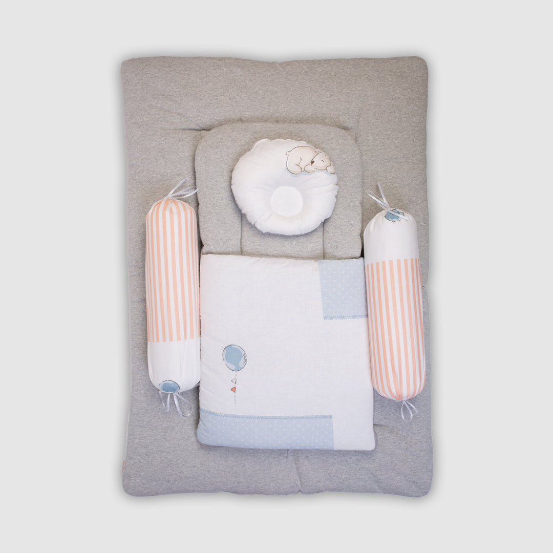 Baby Bedding Set - Grey with Teddy Bear Design