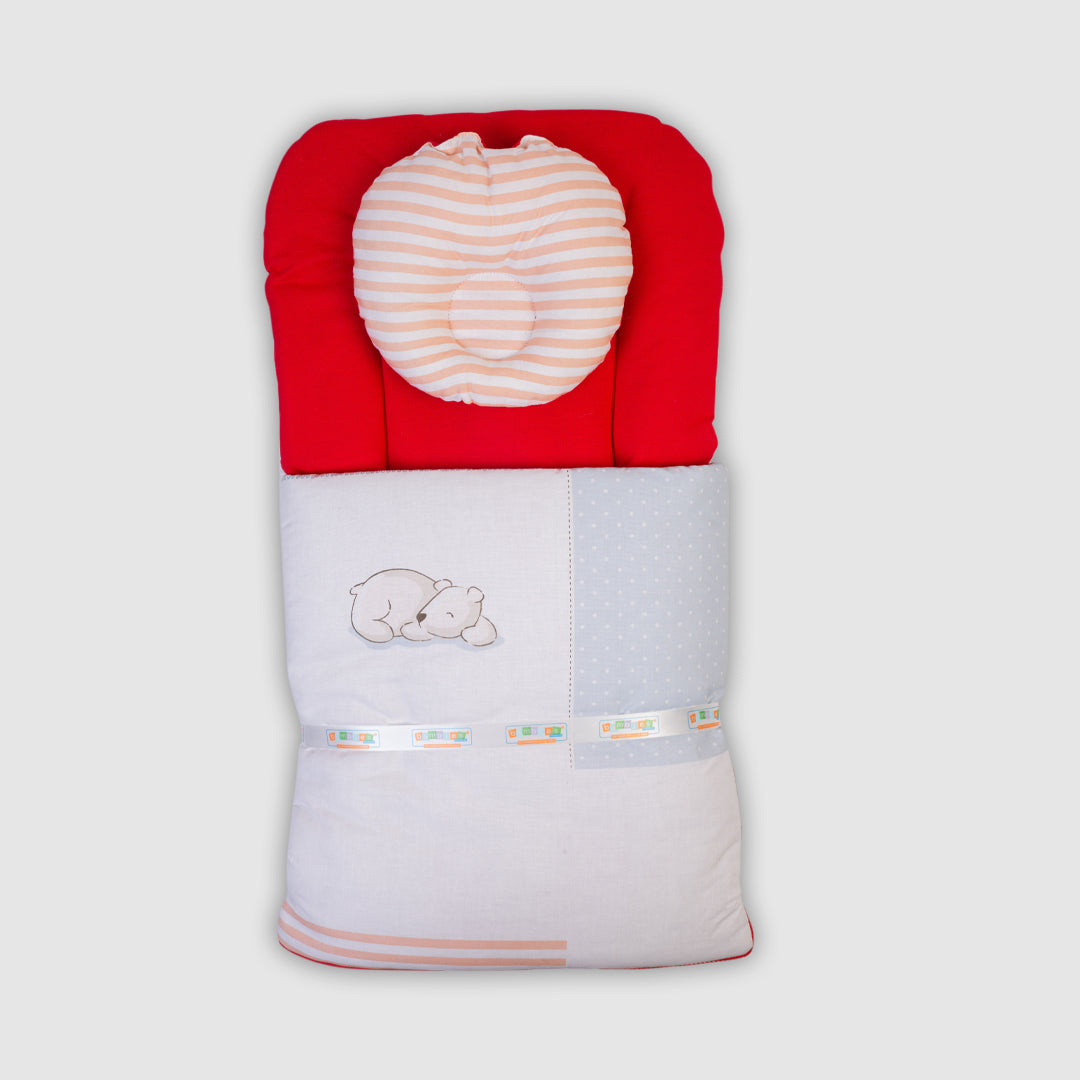 Baby Bedding Set - Red with Teddy Bear Design